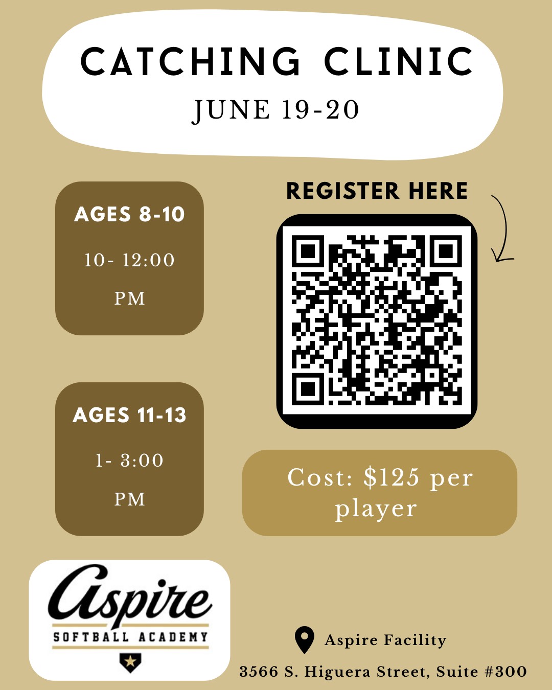 Aspire 2 day June softball catching clinic session